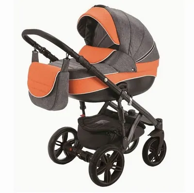 Коляска Adamex Avanti Deluxe 2 в 1, цвет X13 графитовый-оранжевая кожа