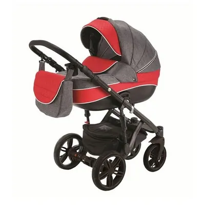 Коляска Adamex Avanti Deluxe 2 в 1, цвет X18 графитовый-красная кожа