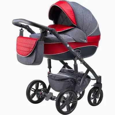 Коляска Adamex Avanti Deluxe 2 в 1, цвет X18-sz графитовый-красная кожа серая рама