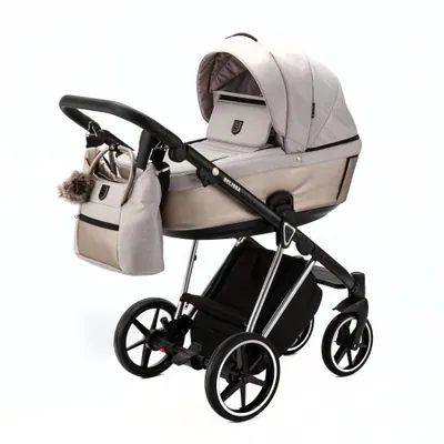 Коляска Adamex Belissa Special Edition на серебряной раме 2 в 1, цвет PS-584 (светло-серый с песочным)
