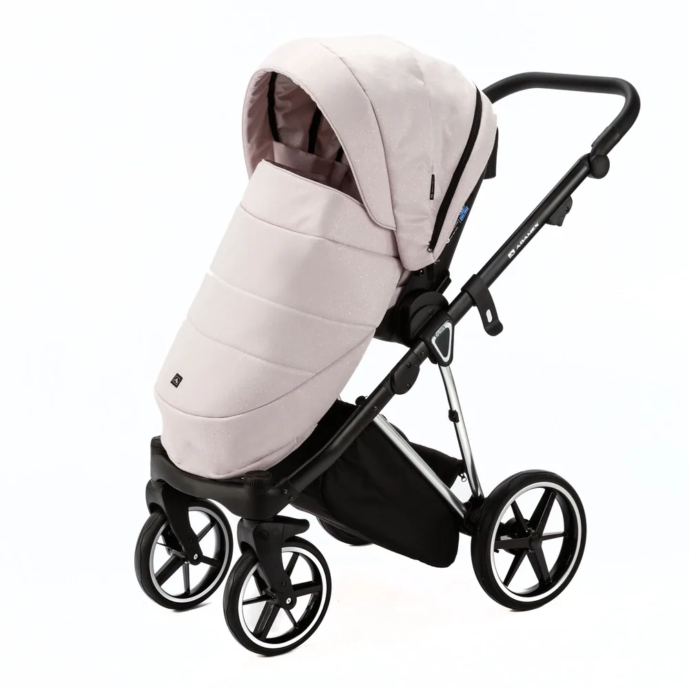 Коляска Adamex Belissa Special Edition на серебряной раме 2 в 1, цвет PS-590 (пудрово-розовый с искрой) — фото 7