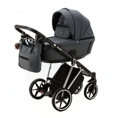 Коляска Adamex Belissa Special Edition на серебряной раме 2 в 1, цвет PS-591 (джинсово-серый меланж)