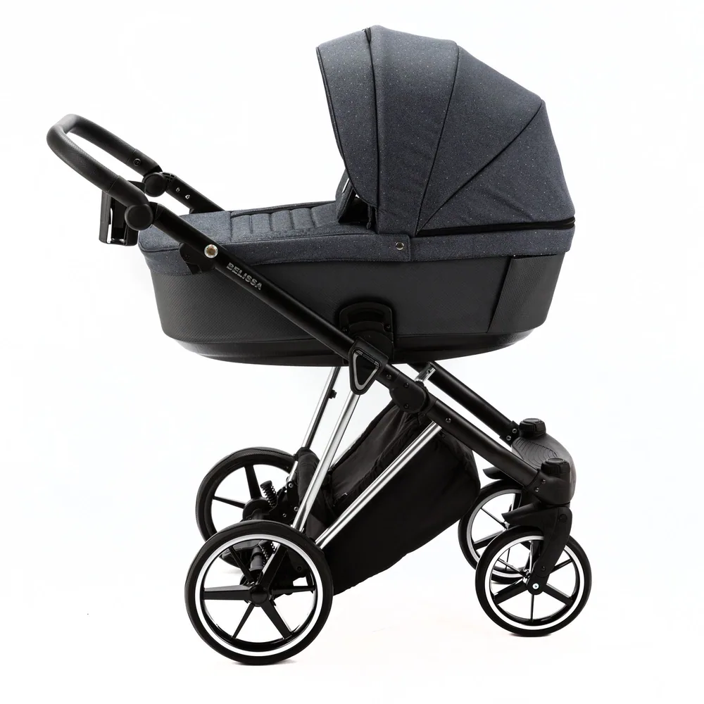 Коляска Adamex Belissa Special Edition на серебряной раме 2 в 1, цвет PS-591 (джинсово-серый меланж) — фото 3