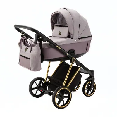 Коляска Adamex Belissa Special Edition на золотой раме 2 в 1, цвет PS-538 (пыльно-лиловый)