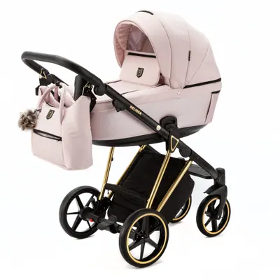 Коляска Adamex Belissa Special Edition на золотой раме 2 в 1, цвет PS-540 (пудрово-розовый)