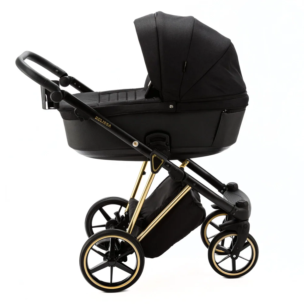 Коляска Adamex Belissa Special Edition на золотой раме 2 в 1, цвет PS-569 (чёрный с золотом) — фото 3