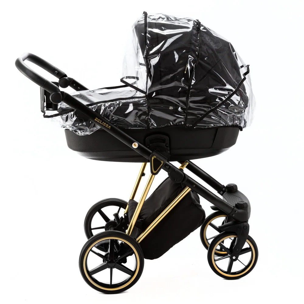 Коляска Adamex Belissa Special Edition на золотой раме 2 в 1, цвет PS-569 (чёрный с золотом) — фото 4