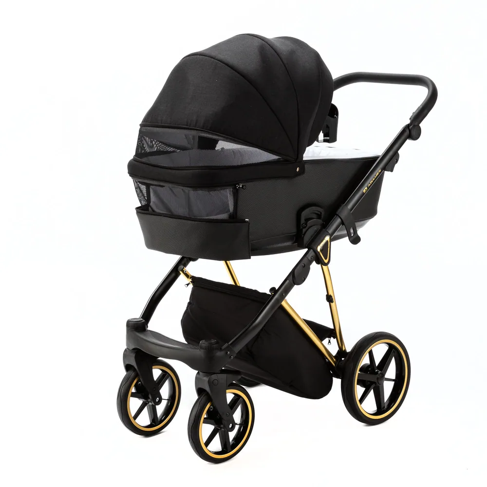 Коляска Adamex Belissa Special Edition на золотой раме 2 в 1, цвет PS-569 (чёрный с золотом) — фото 6