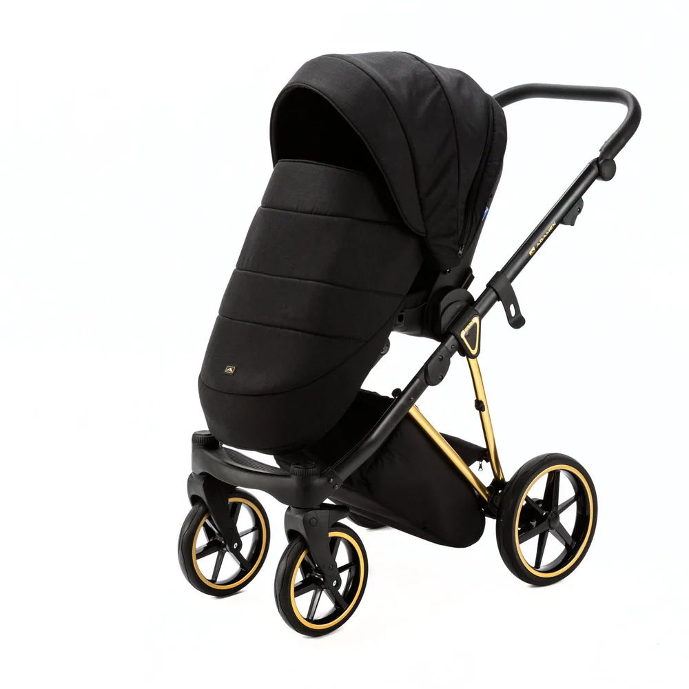 Коляска Adamex Belissa Special Edition на золотой раме 2 в 1, цвет PS-569 (чёрный с золотом) — фото 7