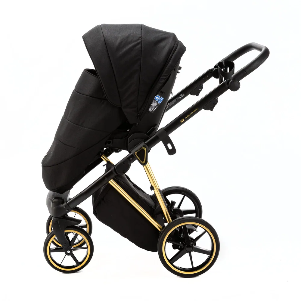 Коляска Adamex Belissa Special Edition на золотой раме 2 в 1, цвет PS-569 (чёрный с золотом) — фото 8