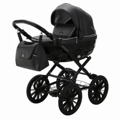 Коляска Adamex Chantal Retro Deluxe 2 в 1, цвет C114 (глянцевый чёрный с узором)