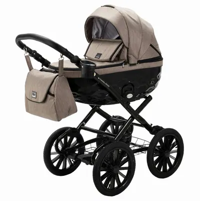 Коляска Adamex Chantal Retro 2 в 1, цвет C205 (кофейный меланж с чёрным глянцем)