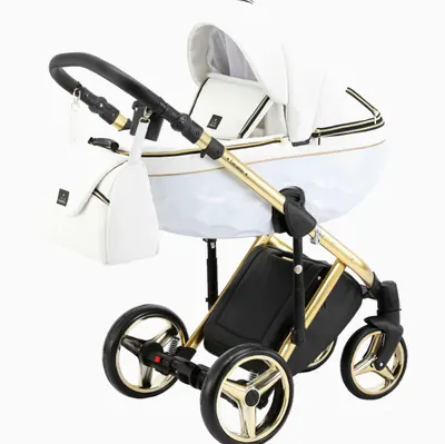 Коляска Adamex Chantal Special Edition Deluxe 2 в 1, цвет C101 (белоснежный с золотом)