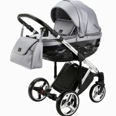 Коляска Adamex Chantal Special Edition Deluxe 2 в 1, цвет C102 (светло-серый с чёрным глянцем)
