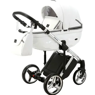 Коляска Adamex Chantal Special Edition Deluxe 2 в 1, цвет C104 (белоснежный глянец с чёрным кантом)