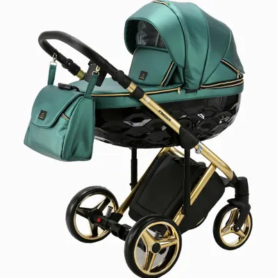 Коляска Adamex Chantal Special Edition Deluxe 2 в 1, цвет C105 (изумрудный с чёрным лаком)