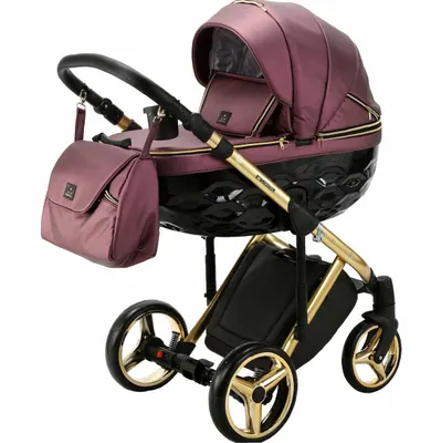Коляска Adamex Chantal Special Edition Deluxe 2 в 1, цвет C119 (приглушённая брусника с чёрным глянцем)