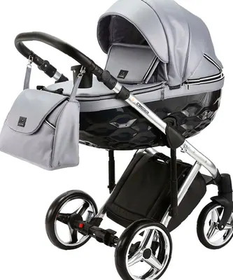 Коляска Adamex Chantal Special Edition 2 в 1, цвет С-4 (светло-серый с чёрным рельефом)