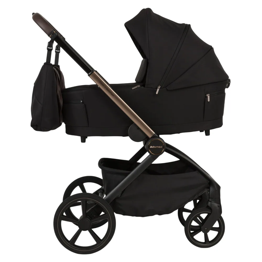 Коляска Adamex Como 2 в 1, цвет Satin Carbon (чёрный с бронзой)
