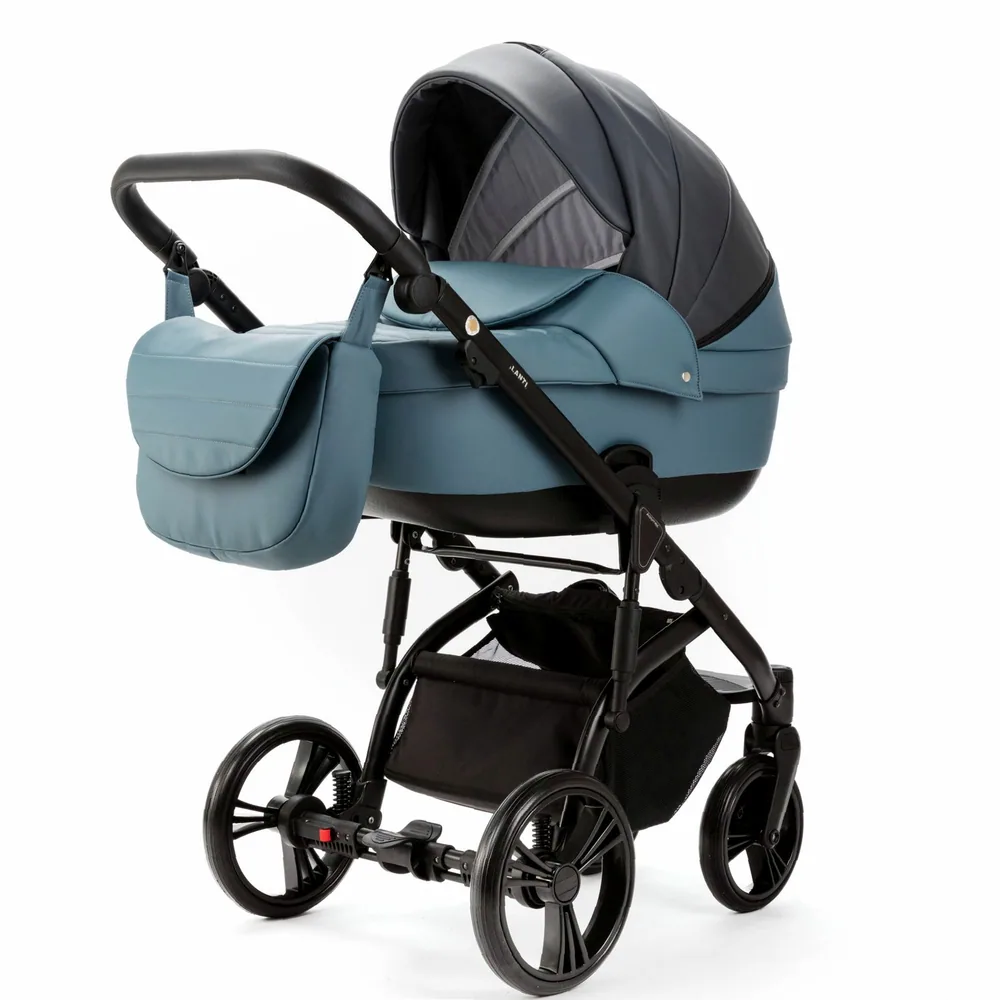 Коляска Adamex Lanti Deluxe 2 в 1 — пыльно-бирюзовый с графитом