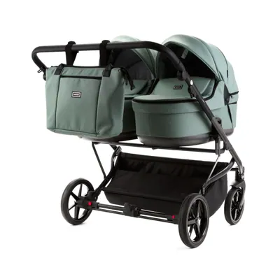 Коляска Adamex Leo-Duo Deluxe (100% кожа) 3 в 1, цвет SA-20 (шалфейно-зелёный)