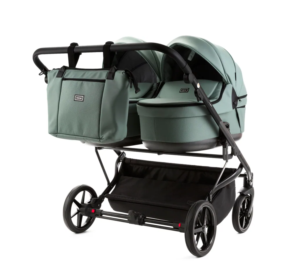 Коляска Adamex Leo-Duo Deluxe (100% кожа) 3 в 1, цвет SA-20 (шалфейно-зелёный)