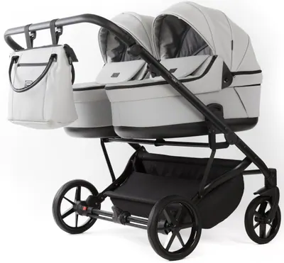 Коляска Adamex Leo Duo Deluxe 2 в 1, цвет DUO-SA3 (светло-серый с чёрным)