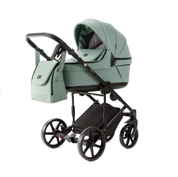 Коляска Adamex Locco Light Deluxe 2 в 1 — шалфейно-зелёный с чёрным