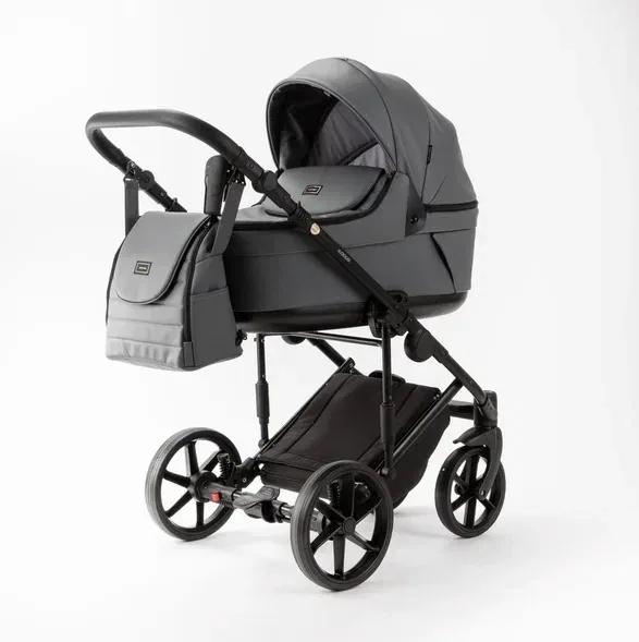 Коляска Adamex Locco Light Deluxe 2 в 1 — графитово-серый монохром