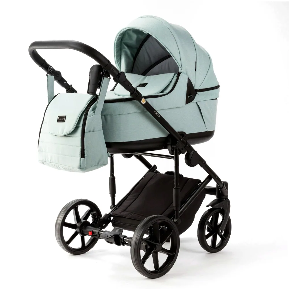 Коляска Adamex Locco Light Deluxe 3 в 1 — мятно-полынный меланж