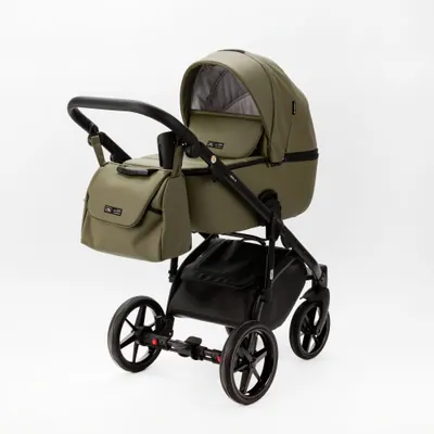 Коляска Adamex Nola Deluxe (100% кожа) 3 в 1, цвет SA-21 (приглушённый оливковый)