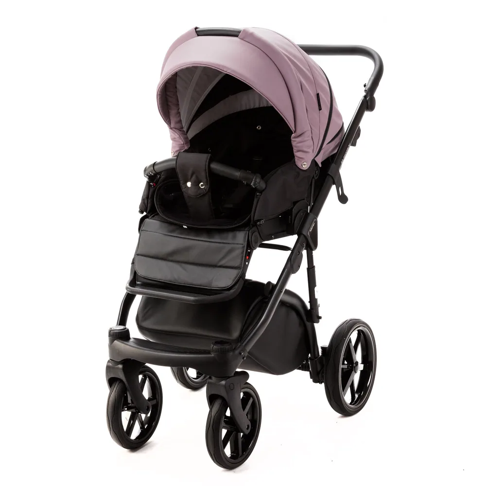 Коляска Adamex Nola Deluxe (100% кожа) 3 в 1, цвет SD-106 (пыльно-лиловый с чёрным) — фото 6