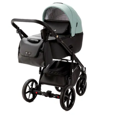 Коляска Adamex Nola Deluxe 2 в 1, цвет N-SD103 (мятно-зелёный с чёрным)