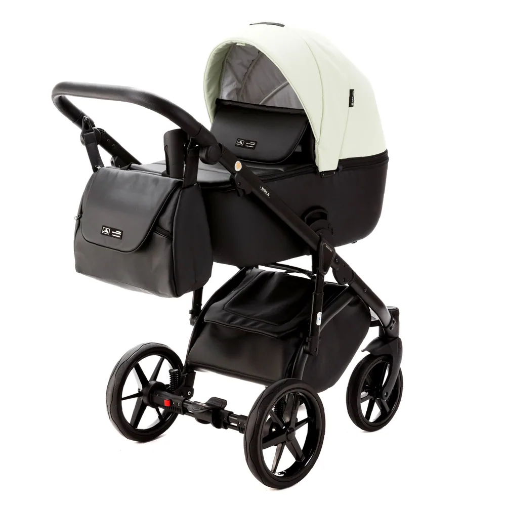 Коляска Adamex Nola Deluxe 2 в 1 — светлая фисташка с чёрным