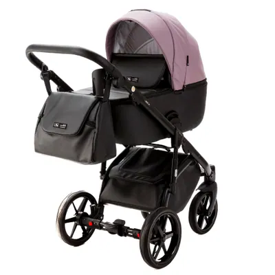 Коляска Adamex Nola Deluxe 2 в 1, цвет N-SD106 (пыльно-розовый с чёрным)
