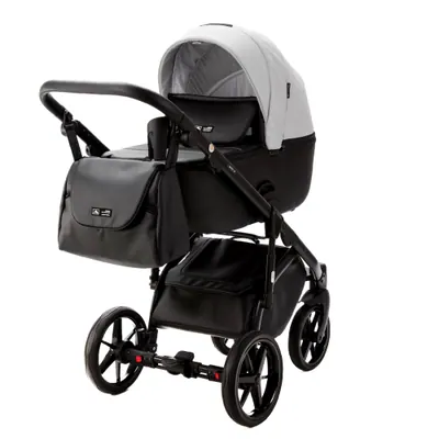 Коляска Adamex Nola Deluxe 2 в 1, цвет N-SD107 (светло-серый с чёрным)