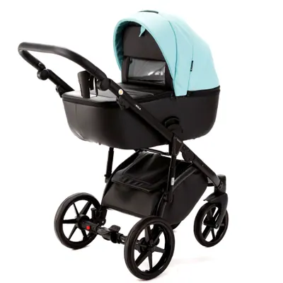Коляска Adamex Nola Deluxe 2 в 1, цвет N-SD111 (мятно-бирюзовый с чёрным)