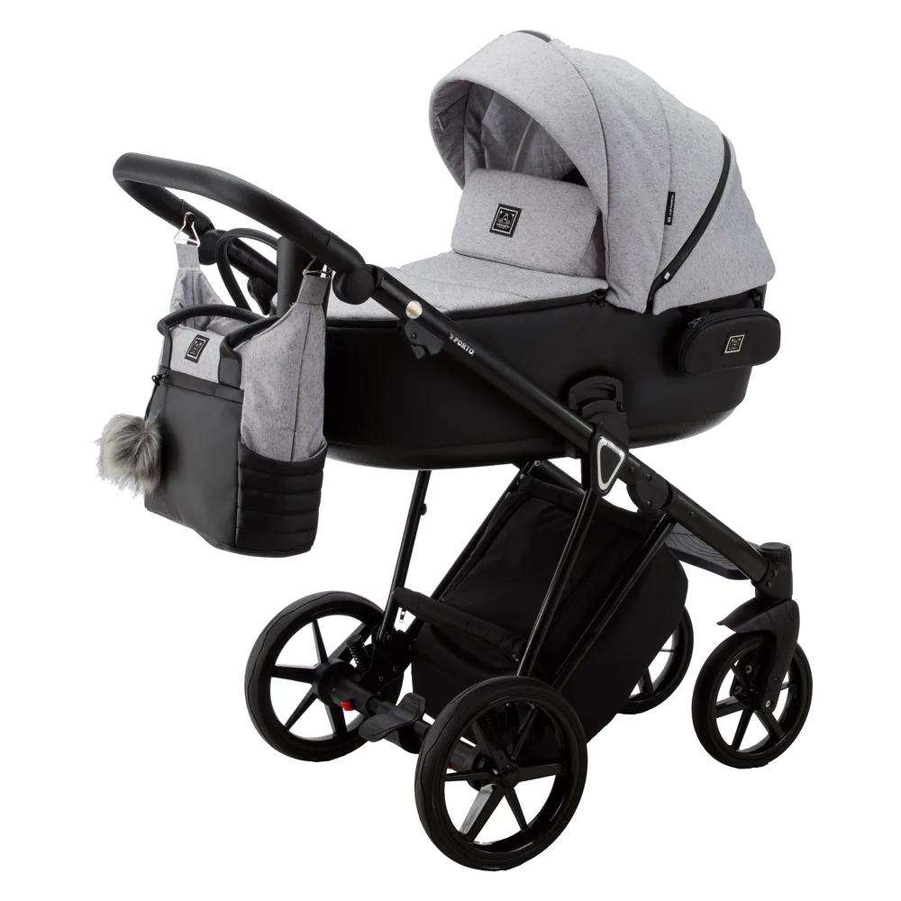 Коляска Adamex Porto Lux 2 в 1, цвет PORTO LUX PS-12 (светло-серый меланж)