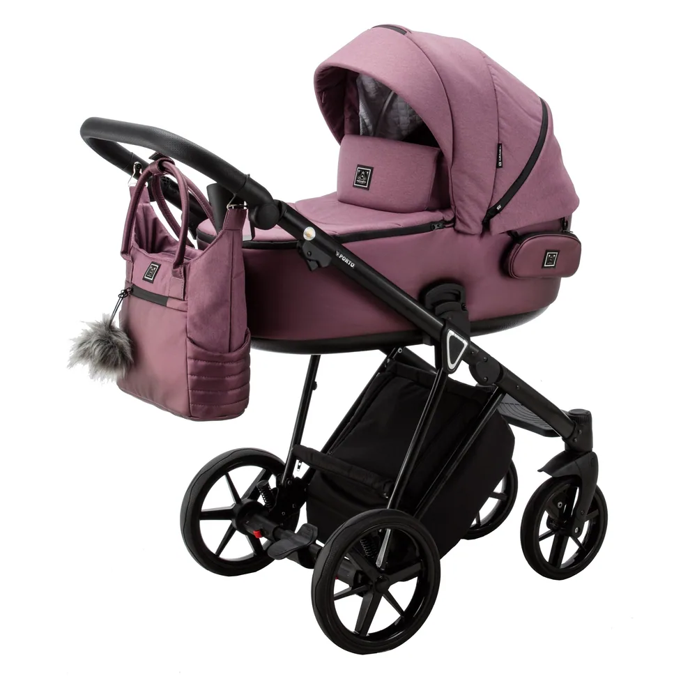 Коляска Adamex Porto Lux 2 в 1, цвет PORTO LUX PS-54 (пыльно-розовый)