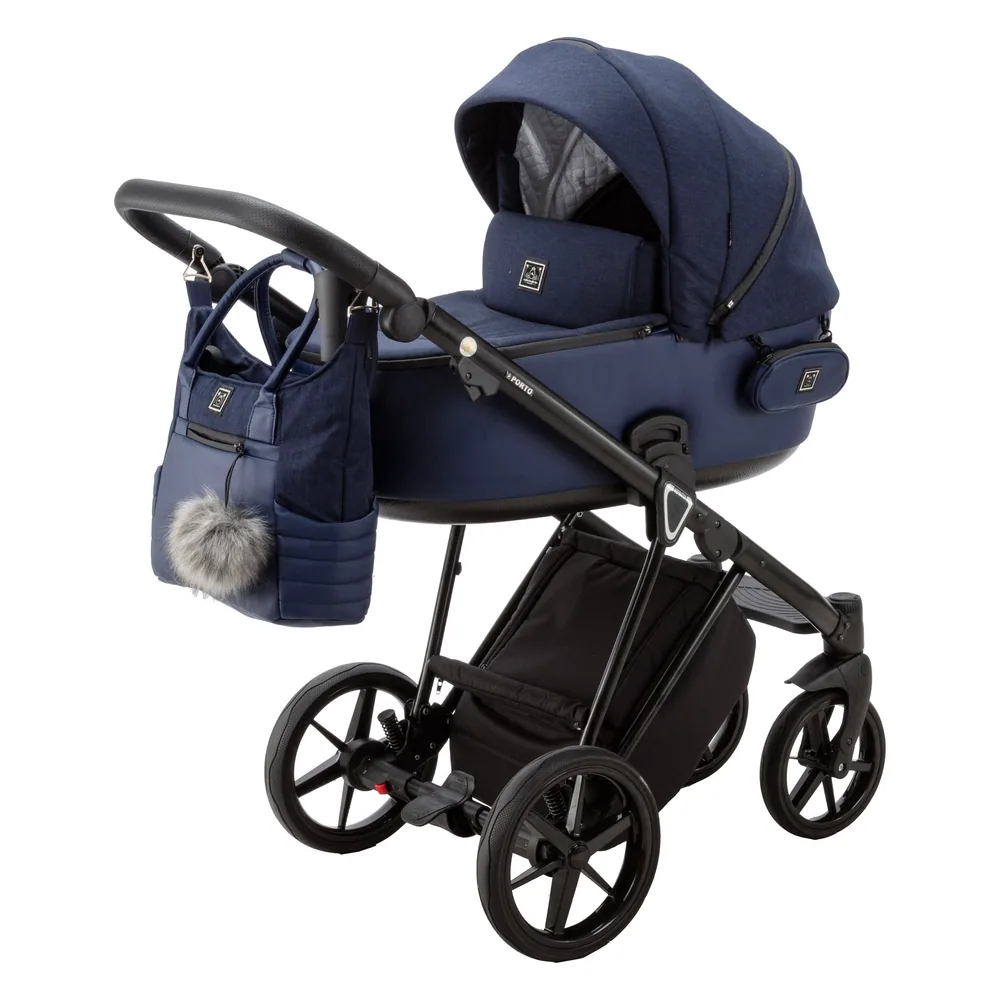 Коляска Adamex Porto Lux 2 в 1, цвет PORTO LUX PS-64 (глубокий тёмно-синий)