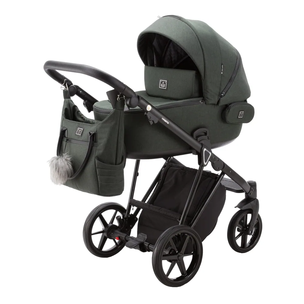 Коляска Adamex Porto Lux 3 в 1, цвет PORTO TK-50 (тёмно-зелёный меланж)