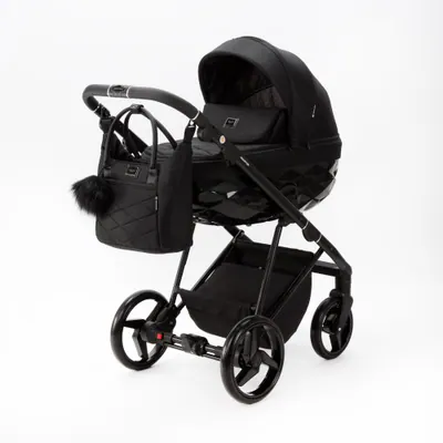 Коляска Adamex Quantum Lux 3 в 1, цвет TK-53 (чёрный глянцевый)