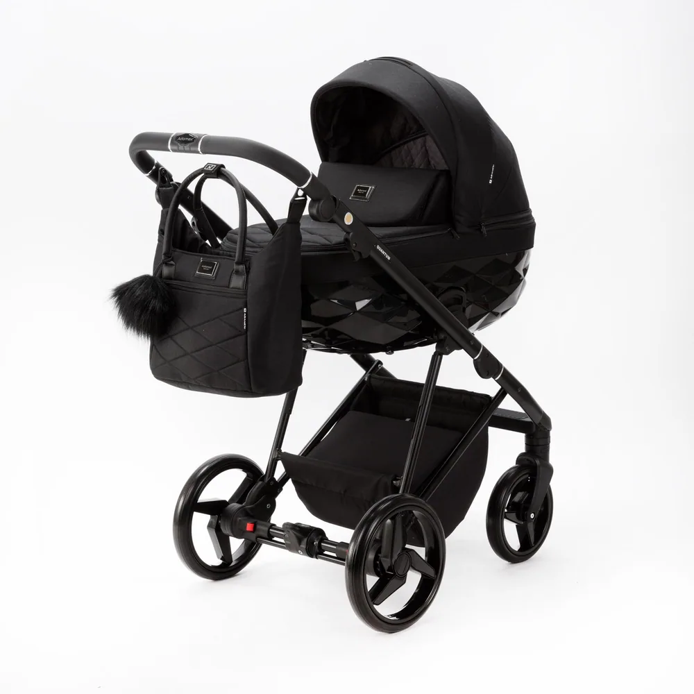 Коляска Adamex Quantum Lux 3 в 1, цвет TK-53 (чёрный глянцевый)