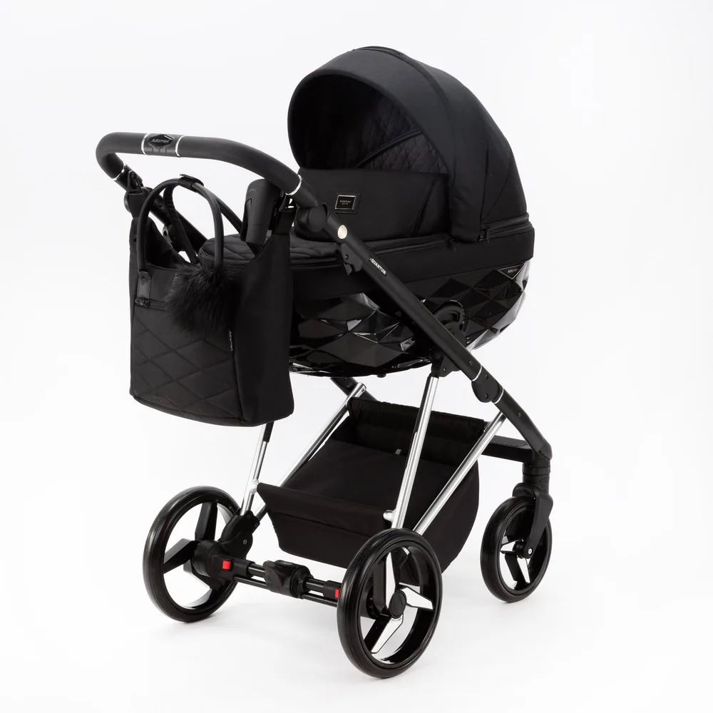 Коляска Adamex Quantum Se Exclusive 3 в 1, цвет TK-618 (глянцевый чёрный)