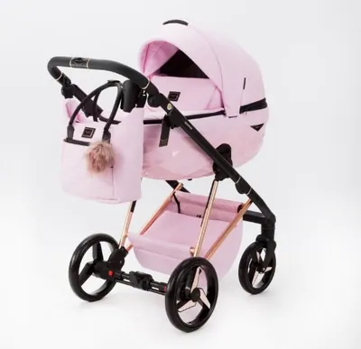 Коляска Adamex Quantum Superstar Deluxe 2 в 1, цвет Q-STAR136 (нежно-розовый с розовым золотом)