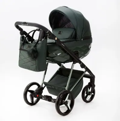 Коляска Adamex Quantum Superstar Deluxe 2 в 1, цвет Q-STAR140 (тёмный хвойно-зелёный)