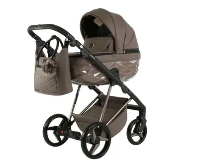 Коляска Adamex Quantum Superstar Deluxe 2 в 1, цвет Q-STAR151K (тёплый мокко с бронзой)