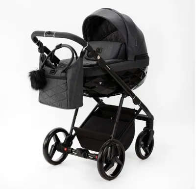Коляска Adamex Quantum 2 в 1, цвет Q-TK19 (графитовый меланж с чёрным)