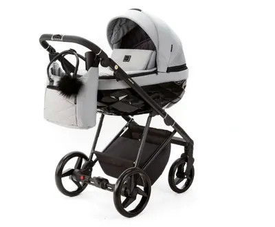 Коляска Adamex Quantum 2 в 1, цвет Q-TK83 (серебристо-серый с чёрным)