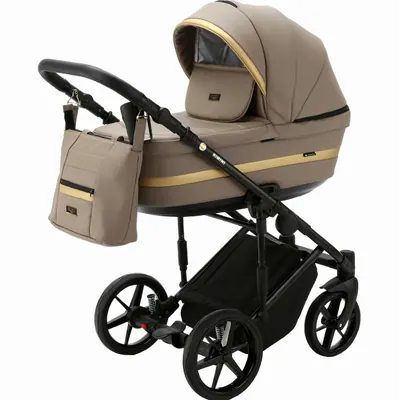 Коляска Adamex Rimini Deluxe 2 в 1, цвет RI214 (тёплый капучино с золотом)